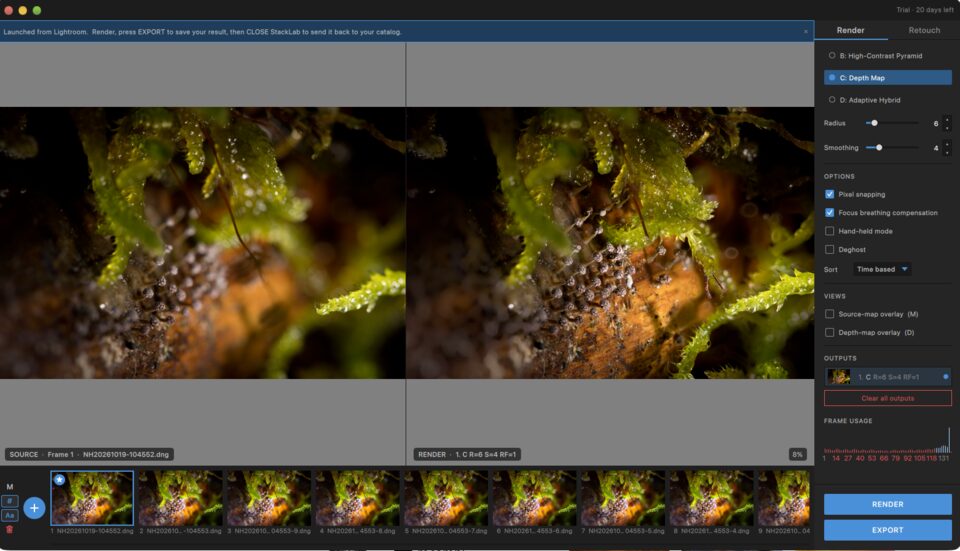 StackLab werkt perfect voor macro-opnames. Het stapelen van 140 foto's is in enkele minuten gedaan. De interface is eenvoudig en duidelijk, precies zoals het moet zijn.