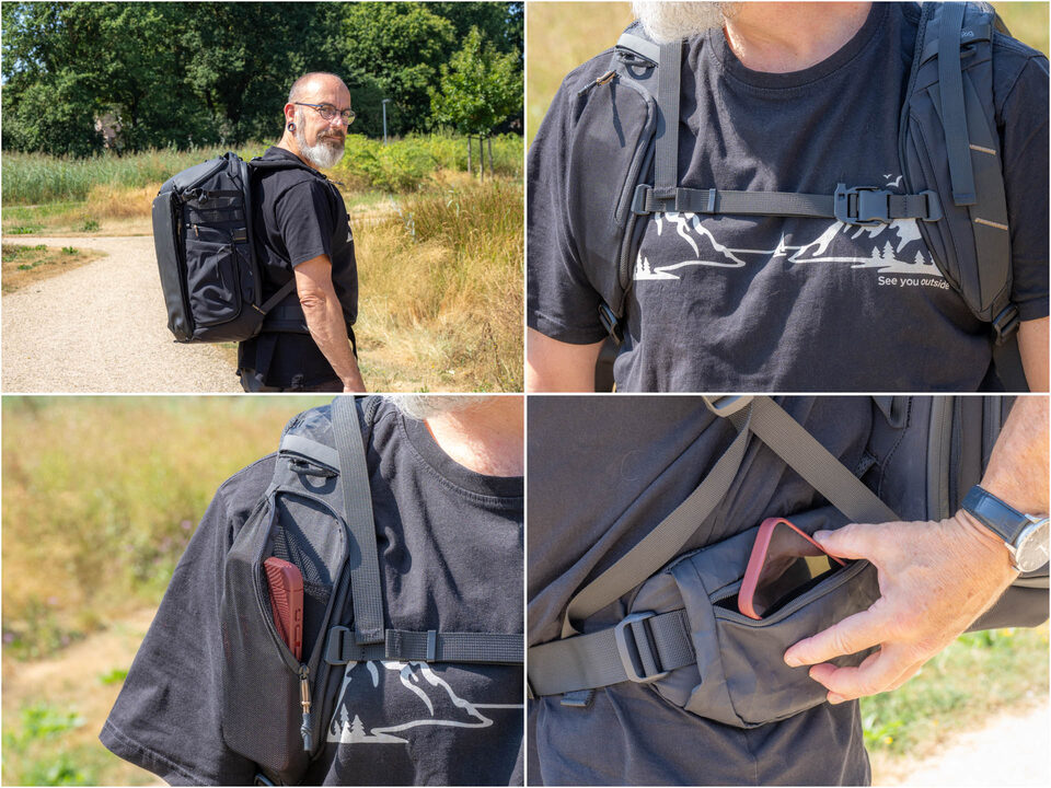 Er is plaats voor je smartphone. Of gebruik de vakjes voor andere accessoires. Of voor snacks.